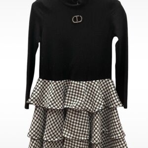 Chic Black and White Ruffle Dress